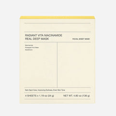 Radiant Vita Niacinamide Real Deep Mask Deep Nourishing Whitening Anti-Aging 34g x4ea